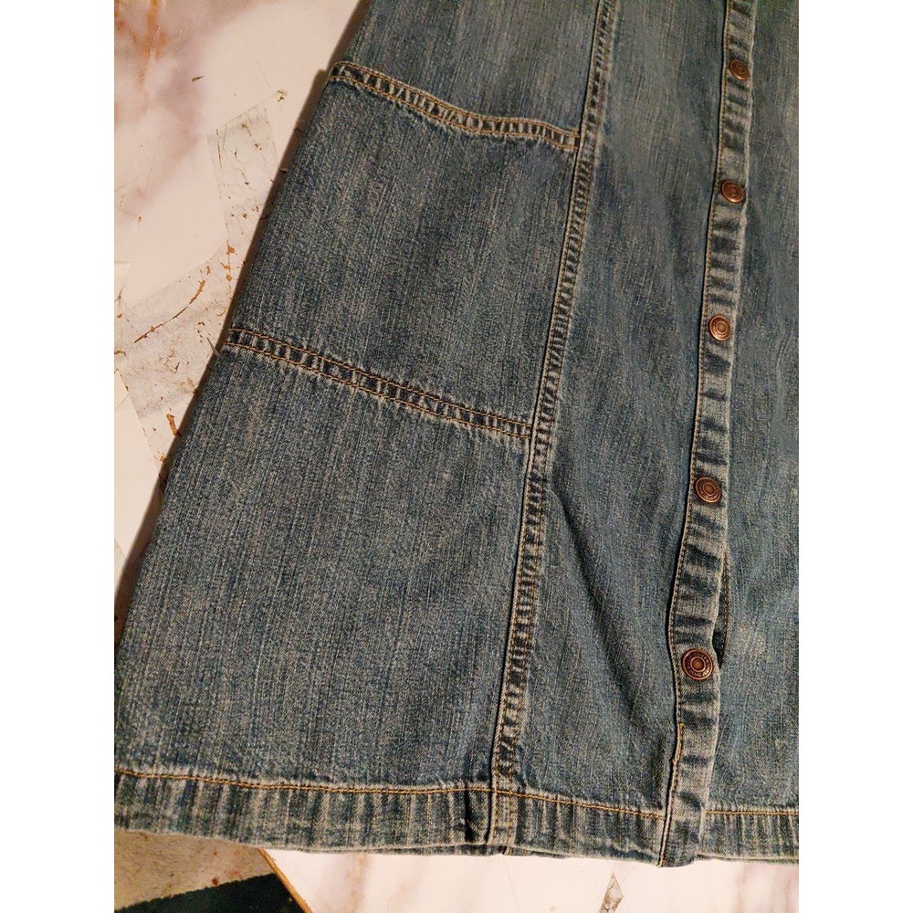 vintage Old Navy denim Dress Y2K fashion era short-sleeve denim shirt dress Sz 6 - Picture 2 of 15